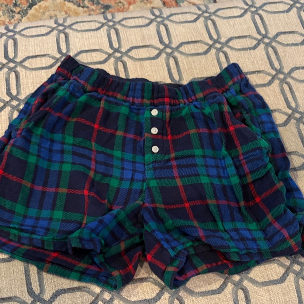 Aerie Women's Plaid Shorts in Blue and Green